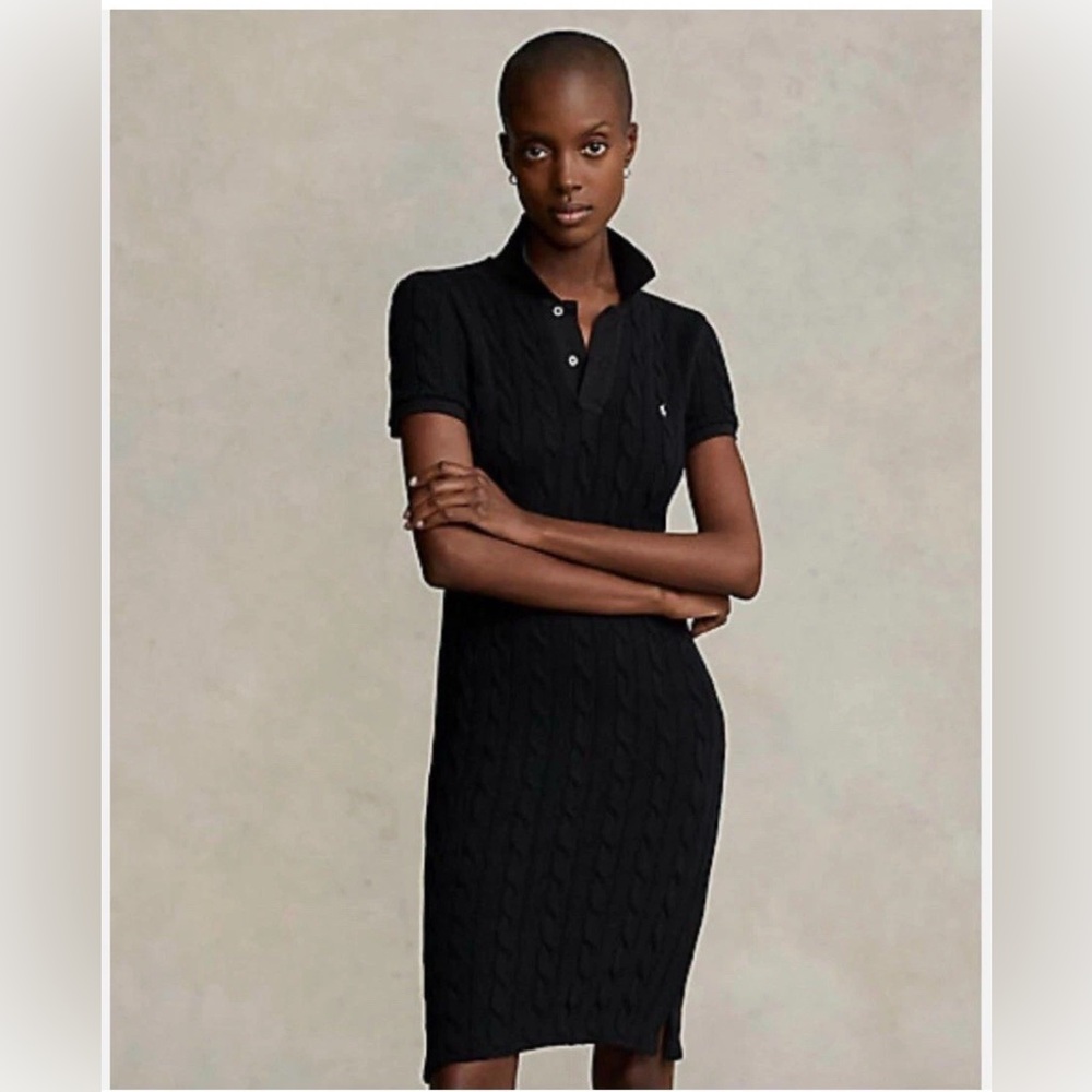 NWT Polo Ralph Lauren Skinny Fit Cable Cotton Polo Sweater Dress
